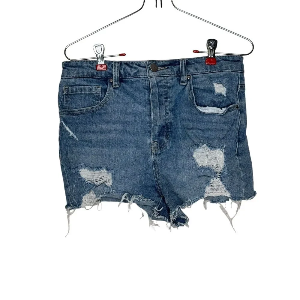 Anthropologie Women's Shorts Button Fly Distressed Distressed Raw Hem Denim 27 - Picture 1 of 10